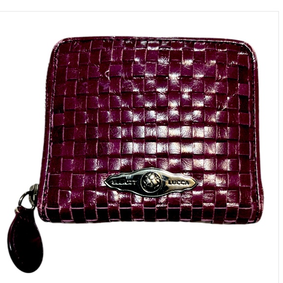 Elliott Lucca Purple Cow Leather Wallet EUC - Picture 1 of 8